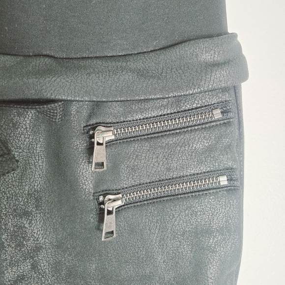 Dance & Marvel Black Faux Leather Drawstring Waist Joggers Pants - Picture 4 of 10